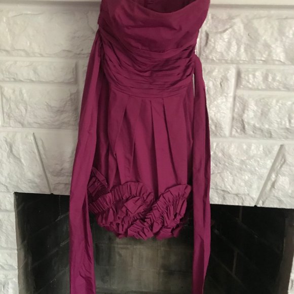 Plum colored strapless cocktail dress - Picture 3 of 4